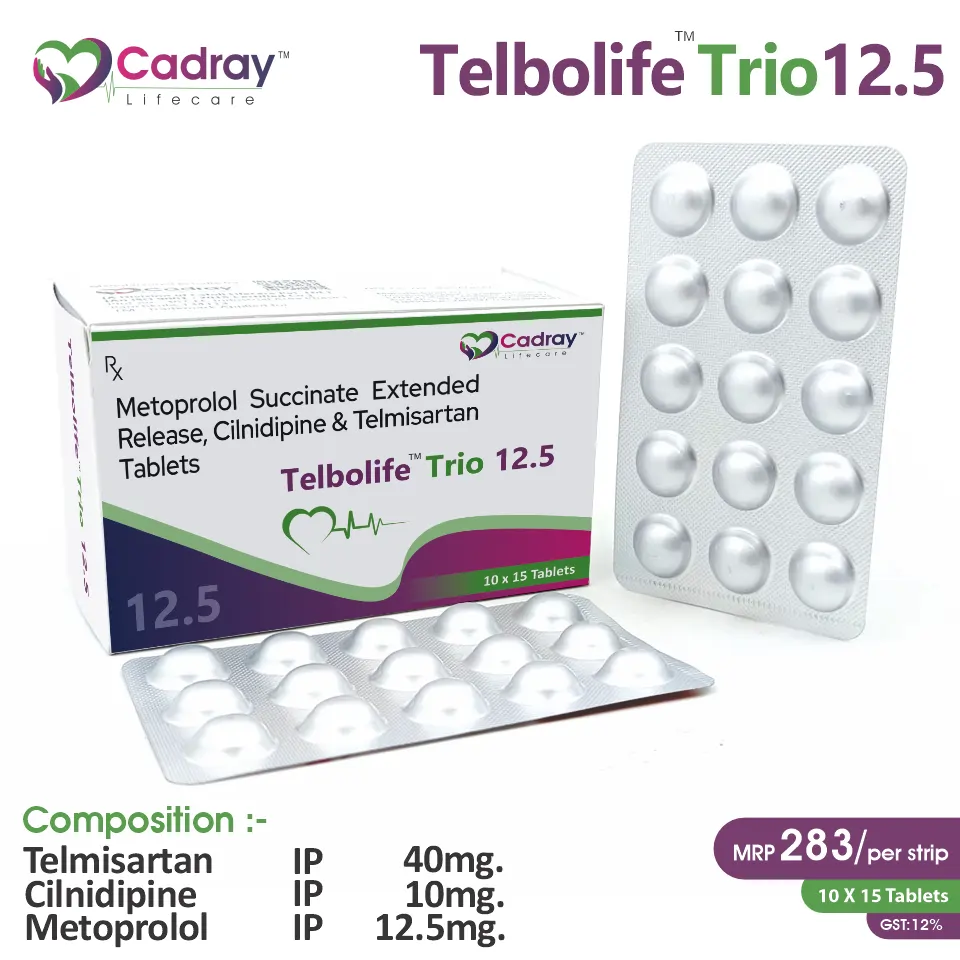 Telmisartan 40mg + Cilnidipine 10mg + Metoprolol 12.5mg | Cardiac Segment | Best Price for PCD Pharma Franchise
